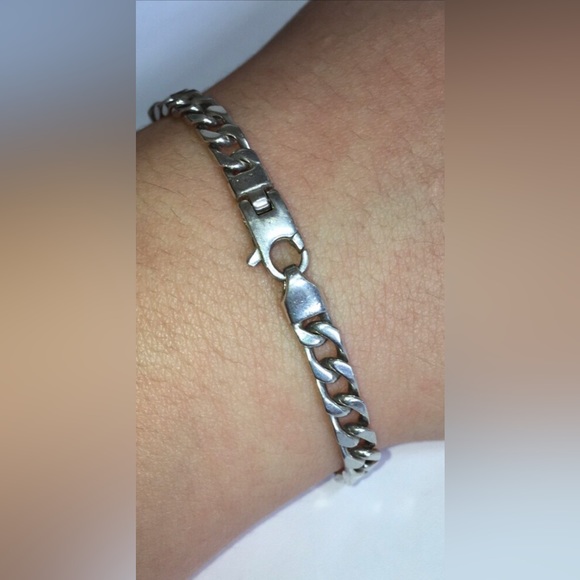 Real 925 Sterling Silver & Solid 750 18K (not 14K ) Yellow Gold Unisex Bracelet - Picture 4 of 10